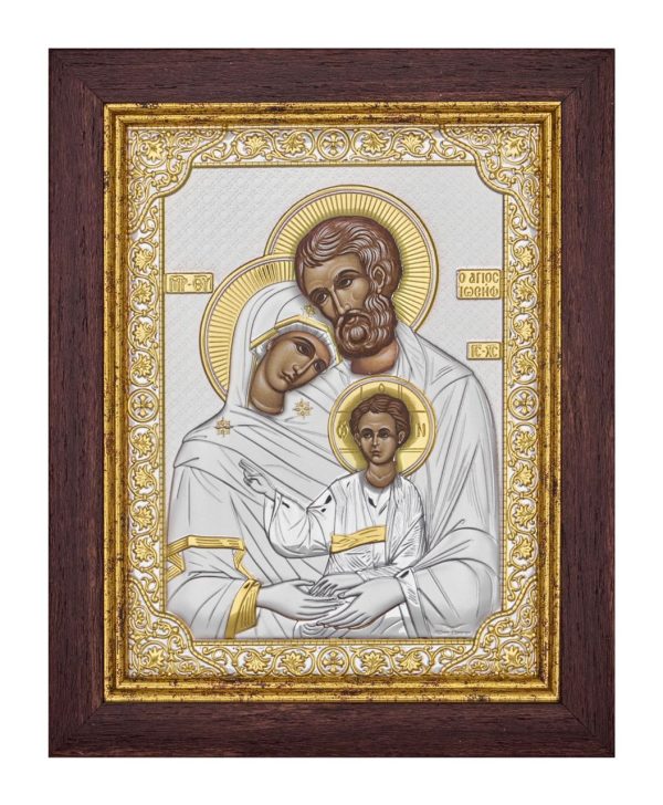 Святое Семейство, икона прямоугольная в рамке под стеклом, красное дерево, 232х280