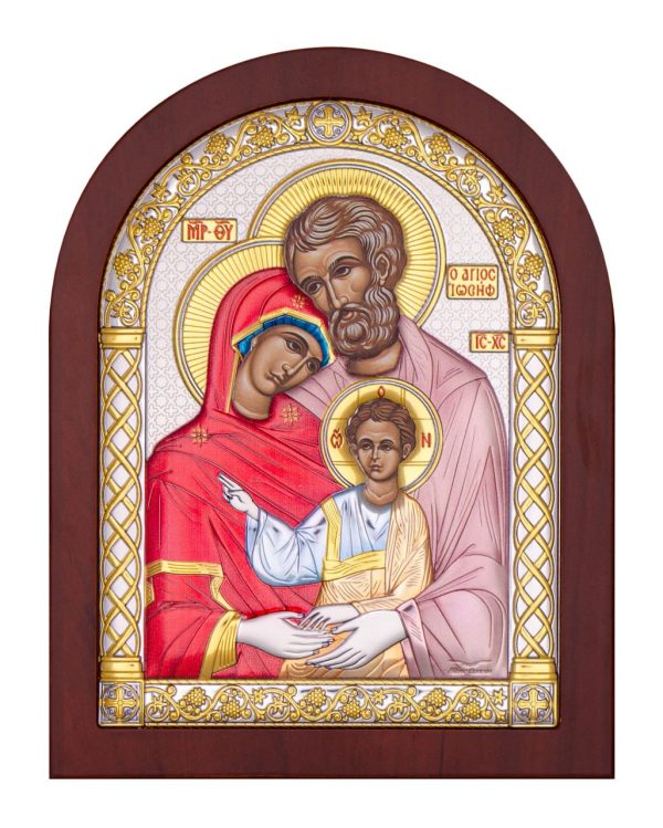 Св. Семейство, икона арочная, красное дерево, эмаль 150х200