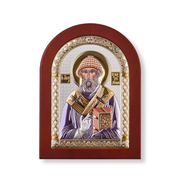 1aff600846fe8e45249ee6fdefe1c0ee.jpg Спиридон, икона арочная, красное дерево, эмаль 175х225