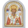 Николай Чудотворец, икона арочная, белое дерево, эмаль 150х200