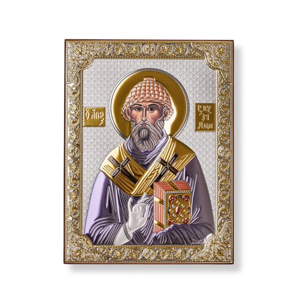 Спиридон, икона прямоугольная без рамки, красное дерево, эмаль 120х160