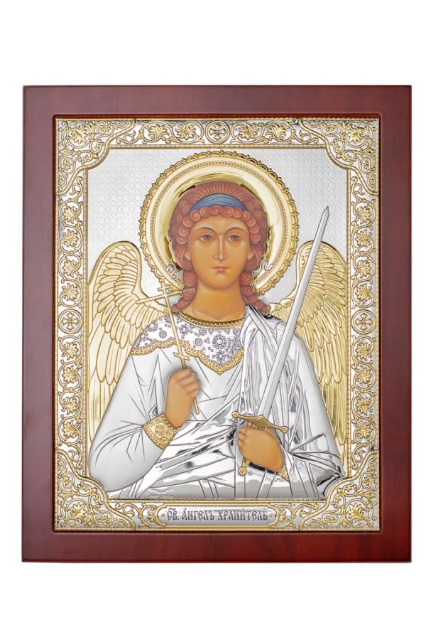 Ангел Хранитель, икона прямоугольная с рамкой, красное дерево 150х190