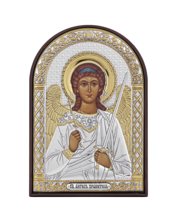 2a0e1e18f3f64675bbd8fdf4df47daf3.png Ангел хранитель, икона арочная, пластик коричневый 80х115