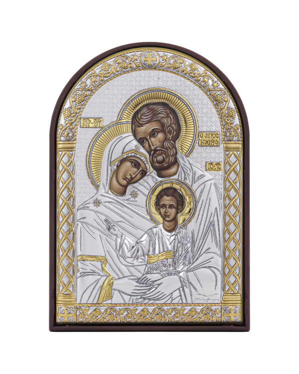 Св. Семейство, икона арочная, пластик коричневый 48x68