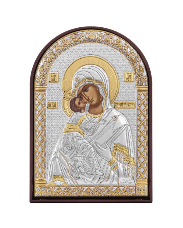 Владимирская БМ, икона арочная, пластик коричневый 48x71