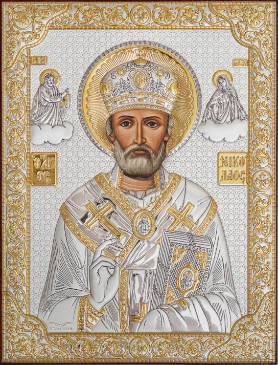 Николай Чудотворец, икона прямоугольная без рамки, красное дерево 120х160