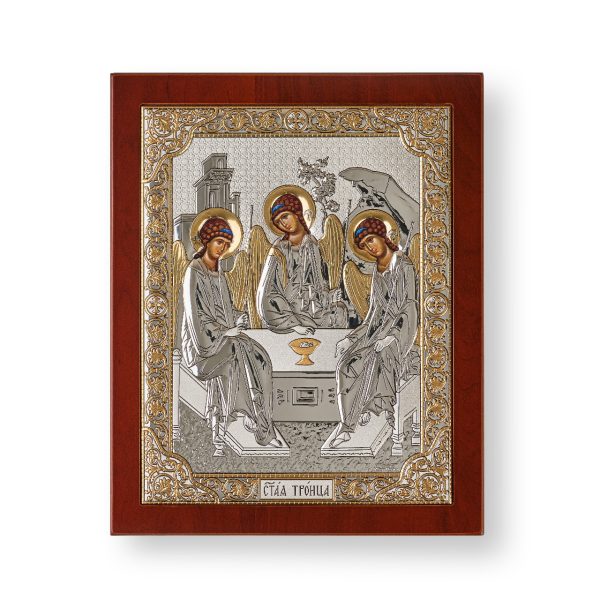 Св. Троица, икона прямоугольная с рамкой, красное дерево 210х260