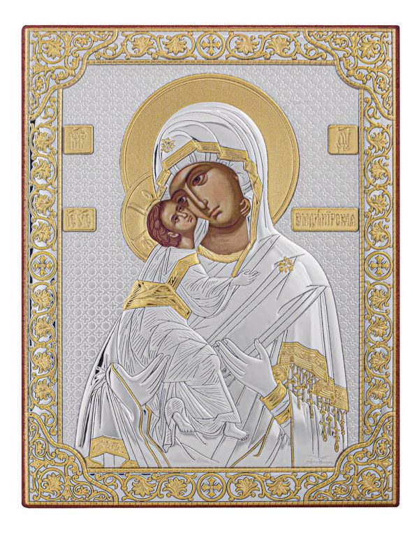 Владимирская БМ, икона прямоугольная без рамки, красное дерево 175х225