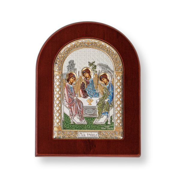 Св. Троица, икона арочная, красное дерево, эмаль 60х75