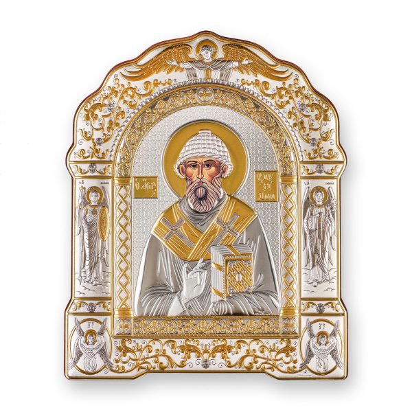 5b72b2f0c896066ca2151f635d92c18e.jpg Спиридон, икона арочная с рамкой под стеклом, красное дерево 167х228