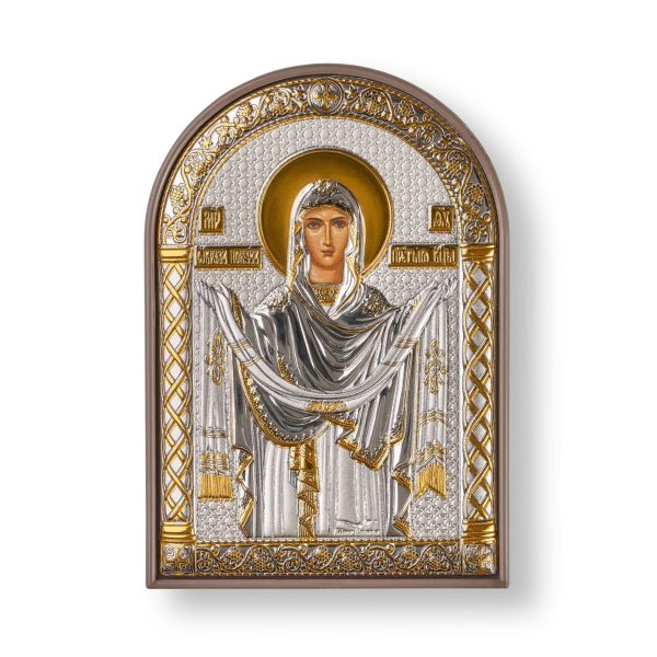 Покрова БМ, икона арочная, пластик коричневый 80х115