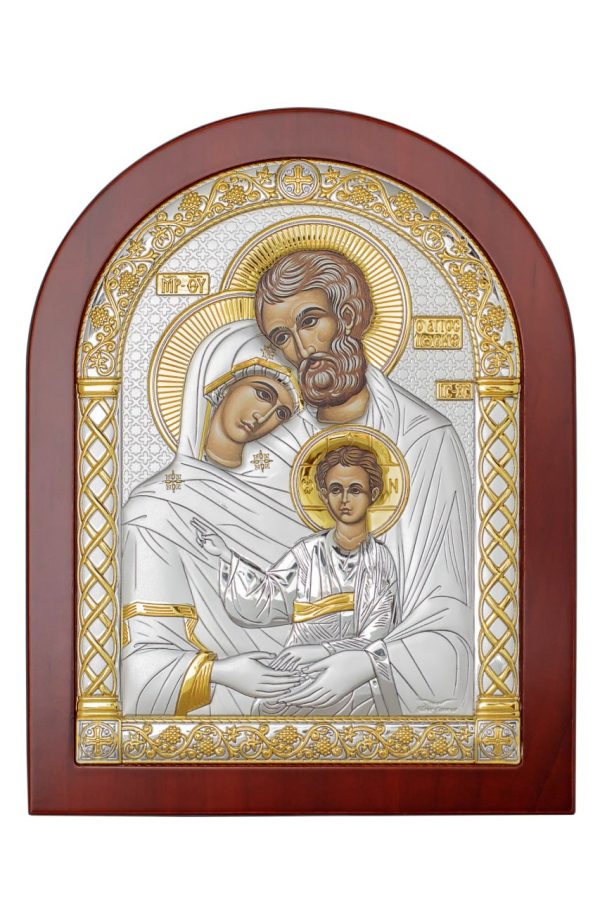 635921ea1beb641610d86590629a6e42.jpg Св. Семейство, икона арочная, красное дерево 175х225