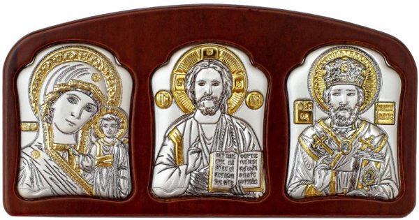 Спаситель, Казанская БМ, Николай Чудотворец, триптих, 55х105