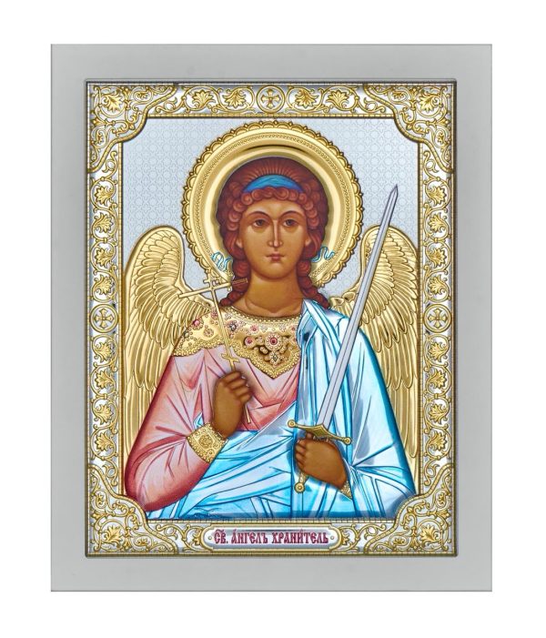 77c0ecf1ca7d20db2e1dcc550290c691.jpg Ангел Хранитель, икона прямоугольная с рамкой, белое дерево, эмаль 185х235