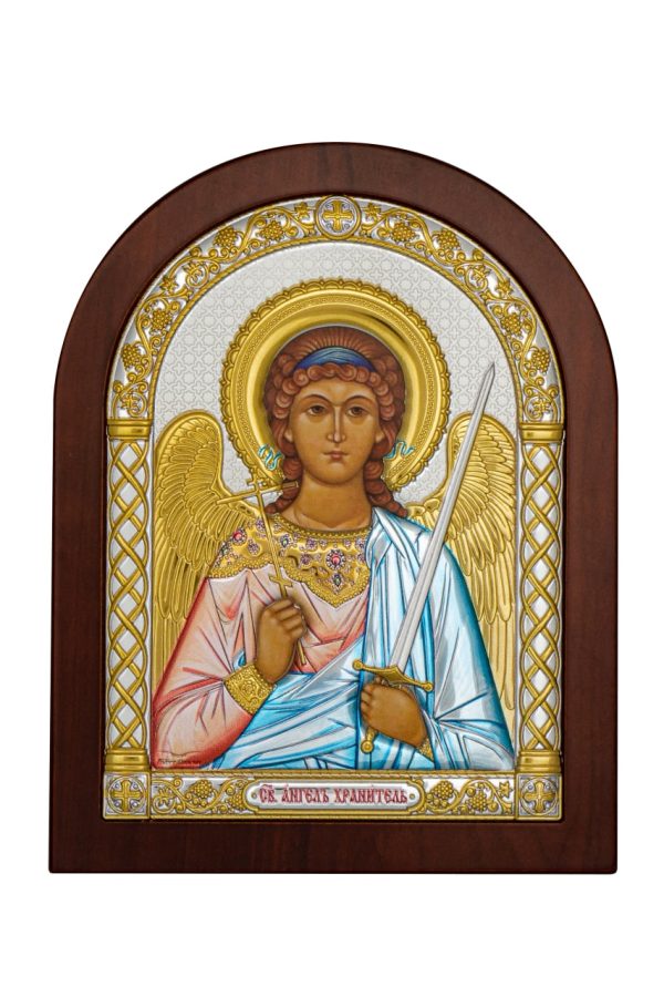 85d9f144fb77f021ec082d120983d42d.jpg Ангел Хранитель, икона арочная, красное дерево, эмаль 206х275