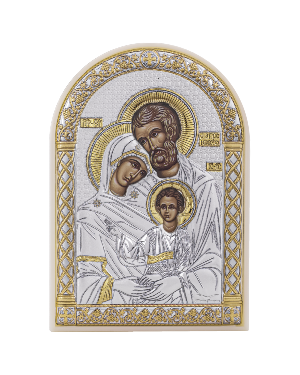 Св. Семейство, икона арочная, пластик белый 80х115