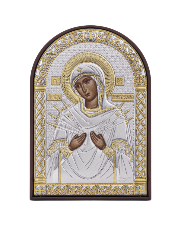 Семистрельная БМ, икона арочная, пластик коричневый 80х115
