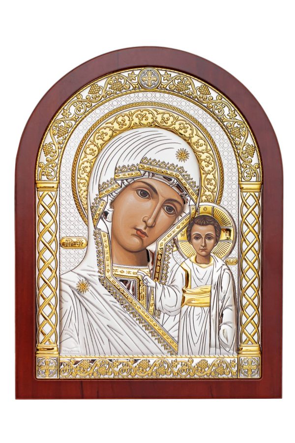 Казанская БМ, икона арочная, красное дерево, 57х75