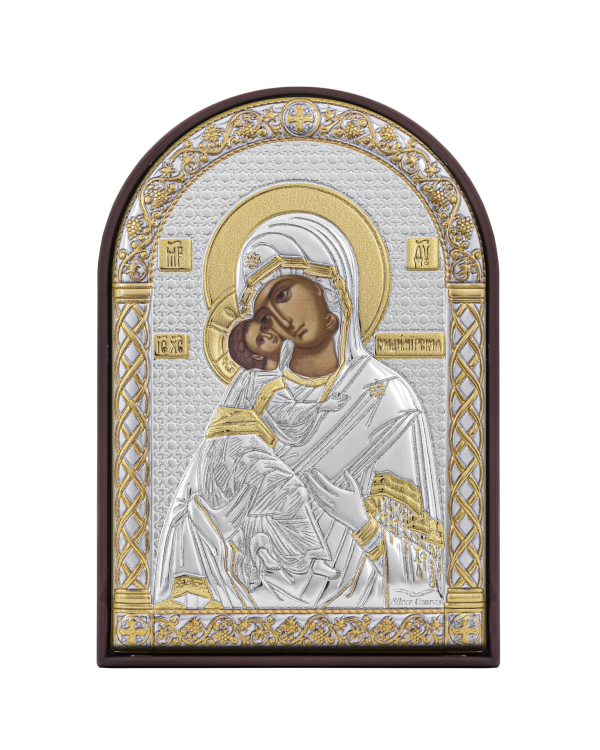 Владимирская БМ, икона арочная, пластик коричневый 80х115