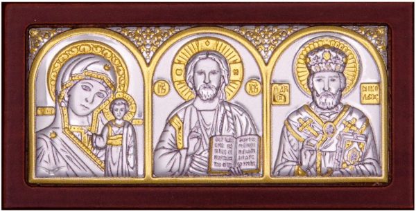 Спаситель, Казанская БМ, Николай Чудотворец, триптих, 45х88