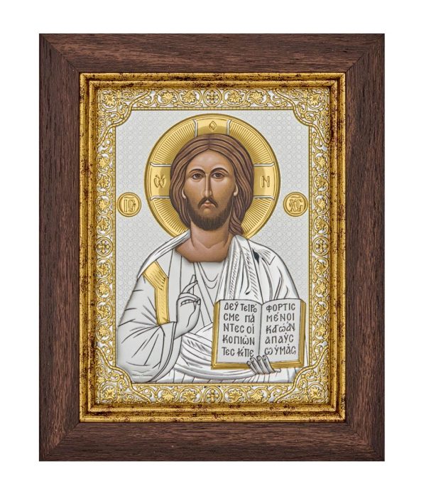 b388dc9f1d60e8a173dc5155b678f93b.jpg Спаситель, икона прямоугольная в рамке под стеклом, красное дерево 232х280