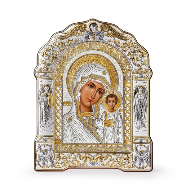 Казанская БМ, икона арочная с рамкой, красное дерево 167х228