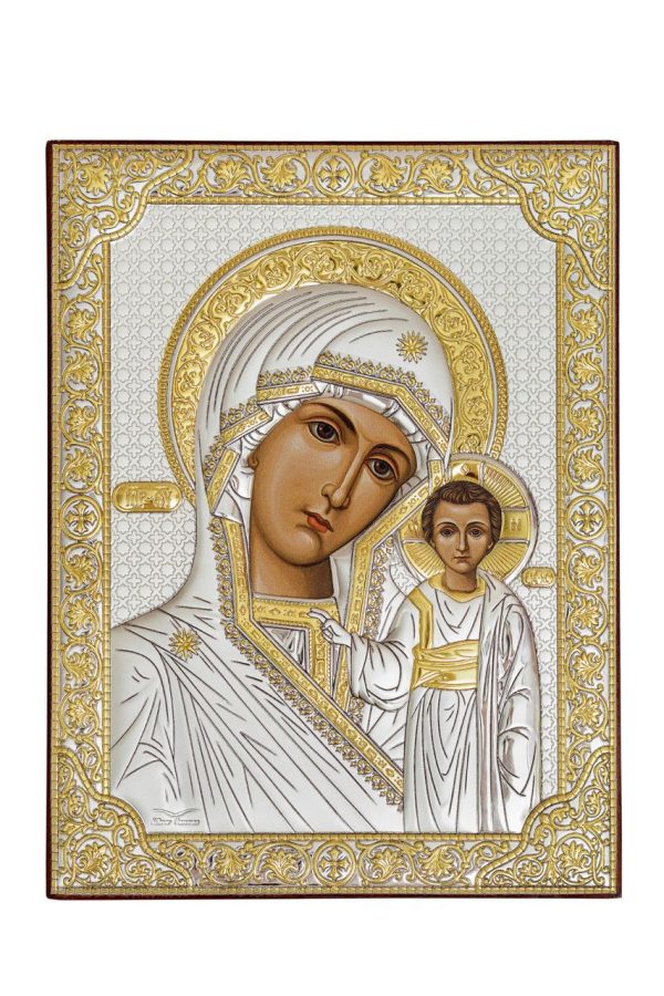 Казанская БМ, икона прямоугольная без рамки, красное дерево 120х160