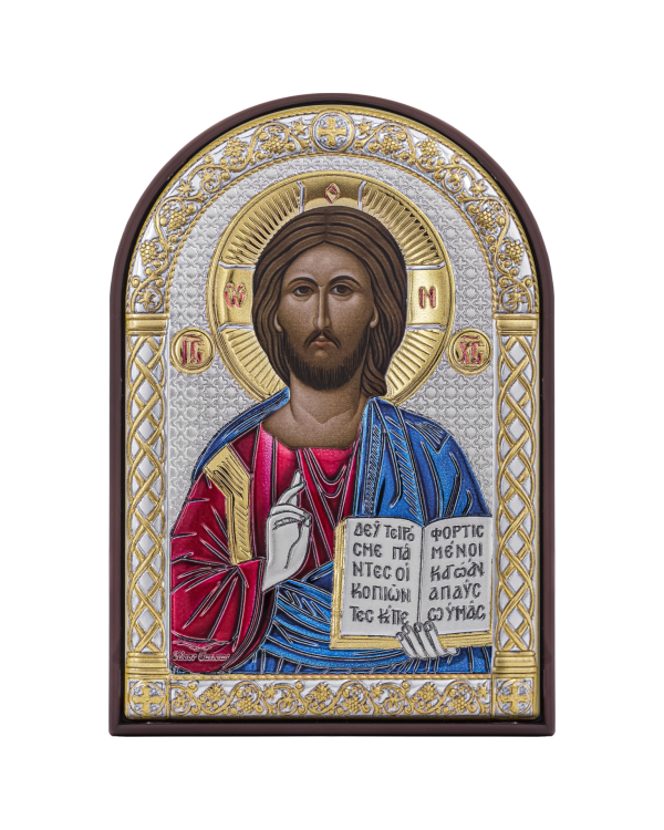 d23f3ea498b92ce273acd9ad906366bd.png Спаситель, икона арочная, пластик коричневый, эмаль 48x68