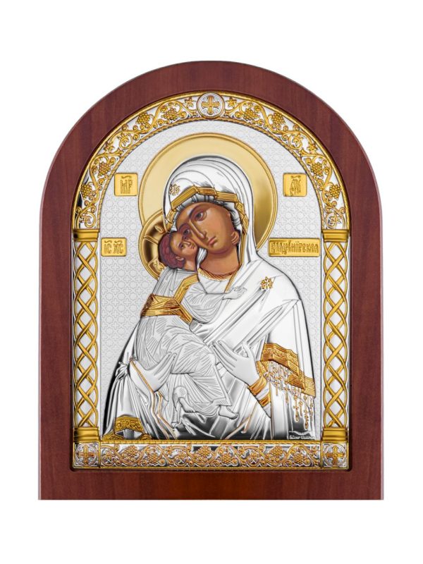 Владимирская БМ, икона арочная, красное дерево 175х225