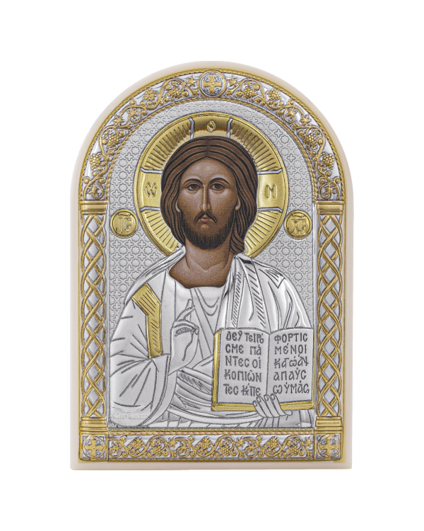 d897576d8781e26a86ca83d036a698b2.png Спаситель, икона арочная, пластик белый 48x68