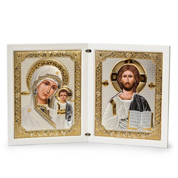 dbbd159de8d9a48443c1311e7df41810.jpg Складень, Казанская БМ, Молитва, икона прямоугольная, белое дерево 260x420