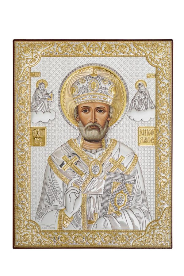 Николай Чудотворец, икона прямоугольная без рамки, красное дерево 150х200