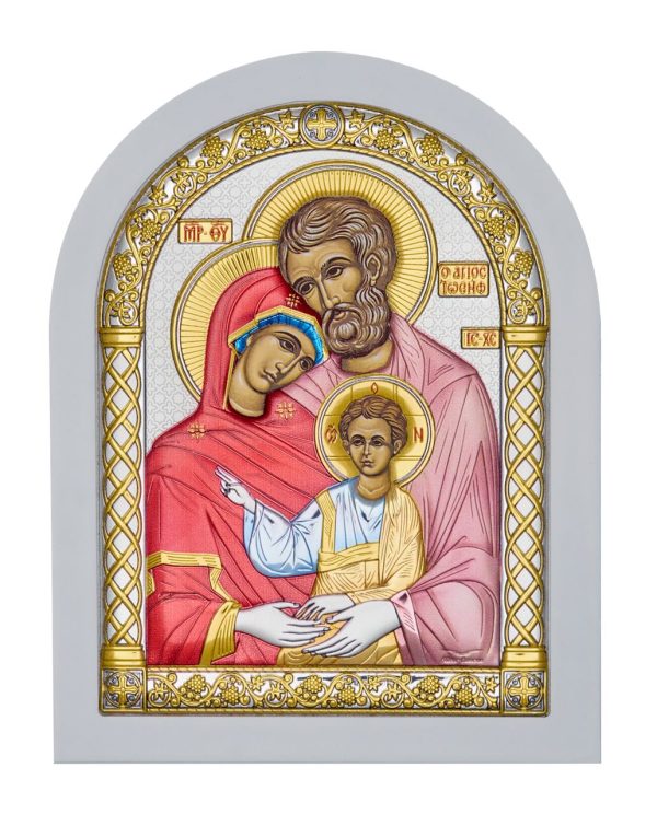 Св. Семейство, икона арочная, белое дерево, эмаль 175х225