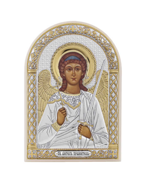 eeafec0afcbaec0f7715d553e9c9a58a.png Ангел хранитель, икона арочная, пластик белый 80х115