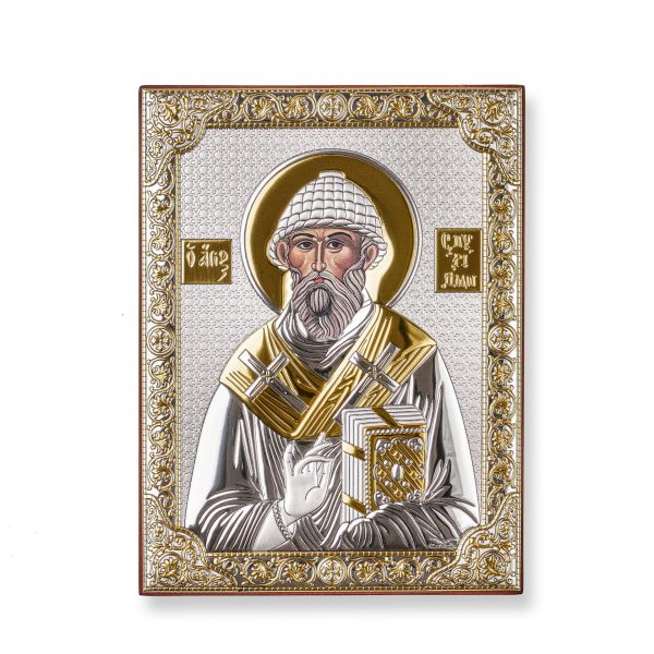 Спиридон, икона прямоугольная без рамки, красное дерево 120х160