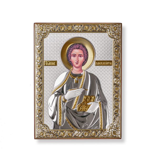 Пантелеймон, икона прямоугольная без рамки, красное дерево 150х200