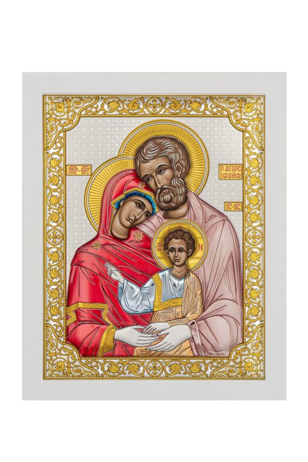 Св. Семейство, икона прямоугольная с рамкой, белое дерево, эмаль 185х235