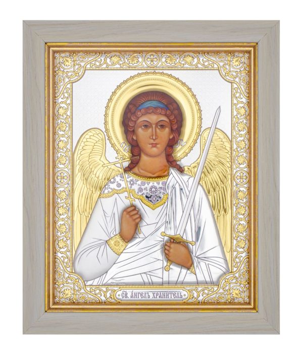 fb497b61c03c8775b66e071fa92d3270.jpg Ангел Хранитель, икона прямоугольная в рамке под стеклом, белое дерево 232х280