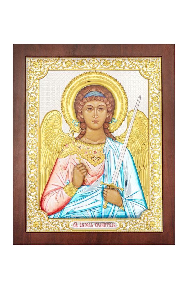 ff6ae0ec3b1594c39d3e5f76ee07f031.jpg Ангел Хранитель, икона прямоугольная с рамкой, красное дерево, эмаль 210х260
