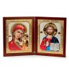 Складень, Казанская БМ, Молитва, икона прямоугольная, красное дерево, эмаль 235x370