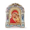 Казанская БМ, икона арочная с рамкой, красное дерево, эмаль 167х228