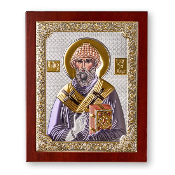 Спиридон, икона прямоугольная с рамкой, красное дерево, эмаль 150х190