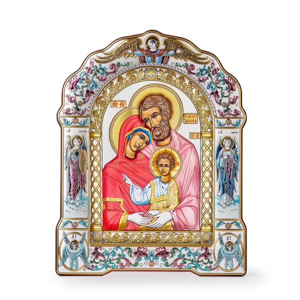 1ebd7d71e1654924ec935606853b884f.jpg Св. Семейство, икона арочная с рамкой под стеклом, красное дерево, эмаль 206х270