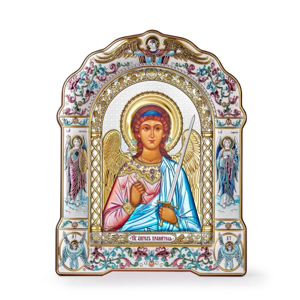5f8708ab982ee68aae4b53c7a483606d.jpg Ангел Хранитель, икона арочная с рамкой под стеклом, красное дерево, эмаль 206х270