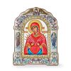 Семистрельная БМ, икона арочная с рамкой, красное дерево, эмаль 206х270